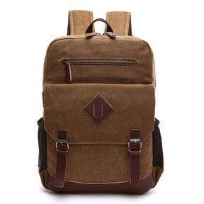 Mochila Executiva de Lona com detalhes em Couro Romenzi RZ069, prática e elegante, ideal para notebooks e itens essenciais.