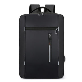 Mochila Executiva Improve Romenzi RZ963 em detalhe, peça moderna em Oxford impermeável, com porta USB e espaço para notebook 15' e tablet.