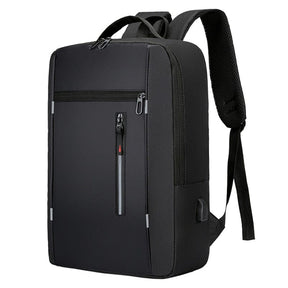 Mochila Executiva Improve Romenzi RZ963 em detalhe, peça moderna em Oxford impermeável, com porta USB e espaço para notebook 15' e tablet.