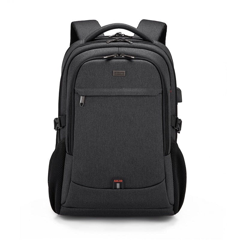 Mochila Executiva Michigan Romenzi RZ966 em detalhe, modelo impermeável em Oxford com USB, bolsos ocultos e compartimento para notebook 17".