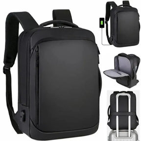 Mochila Executiva Romenzi RZ066 com tecido impermeável, porta USB, alças acolchoadas e espaço seguro para notebook 15''. Ideal para trabalho e viagens.