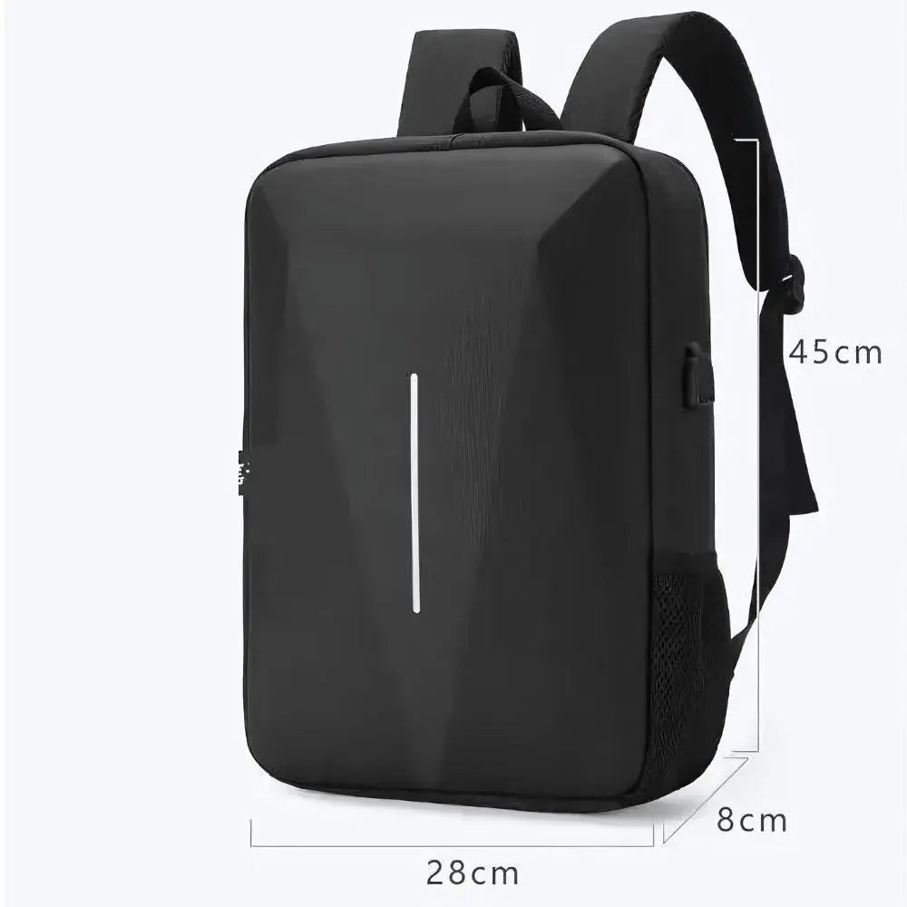 Mochila Executiva Romenzi RZ070 com tecido impermeável, trava TSA, porta USB e compartimento para notebook 15''. Elegante e funcional para o dia a dia.