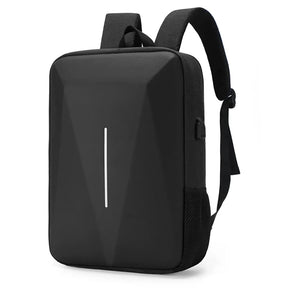 Mochila Executiva Romenzi RZ070 com tecido impermeável, trava TSA, porta USB e compartimento para notebook 15''. Elegante e funcional para o dia a dia.