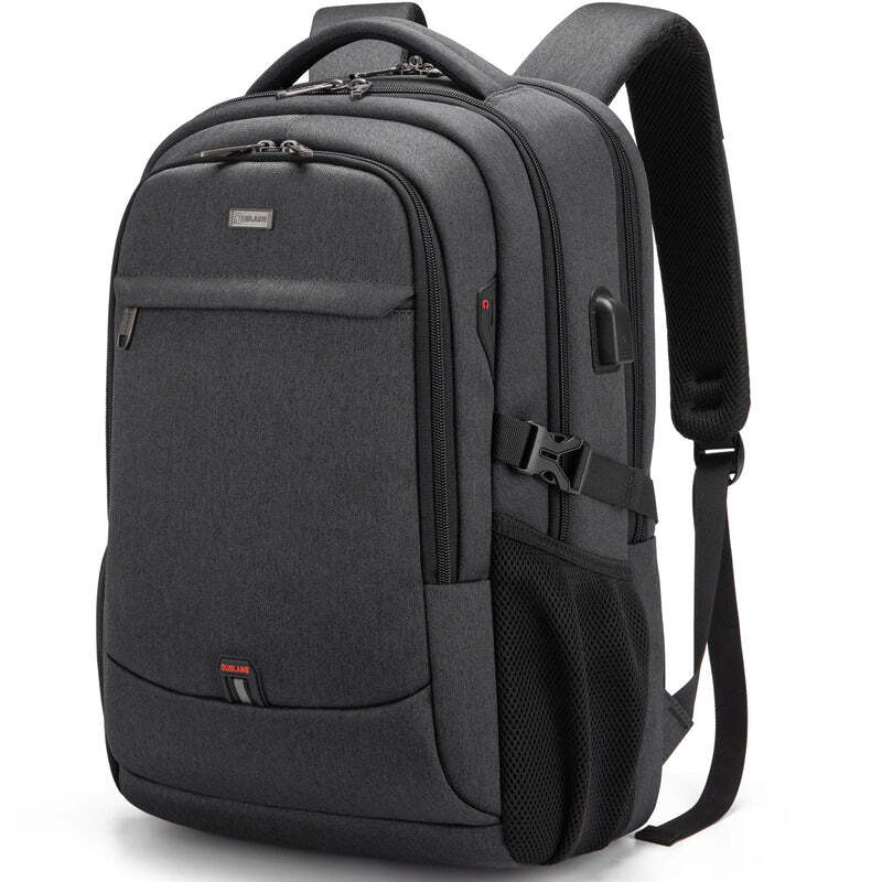 Mochila Executiva Romenzi RZ348 em tecido Oxford impermeável com porta USB e compartimento para notebook 17''. Ideal para negócios e deslocamentos.
