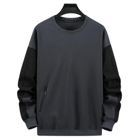 Moletom Masculino Básico Neutro Romenzi RZ988 em detalhe, peça clean e aconchegante com isolamento térmico, conforto e estilo versátil para o inverno.