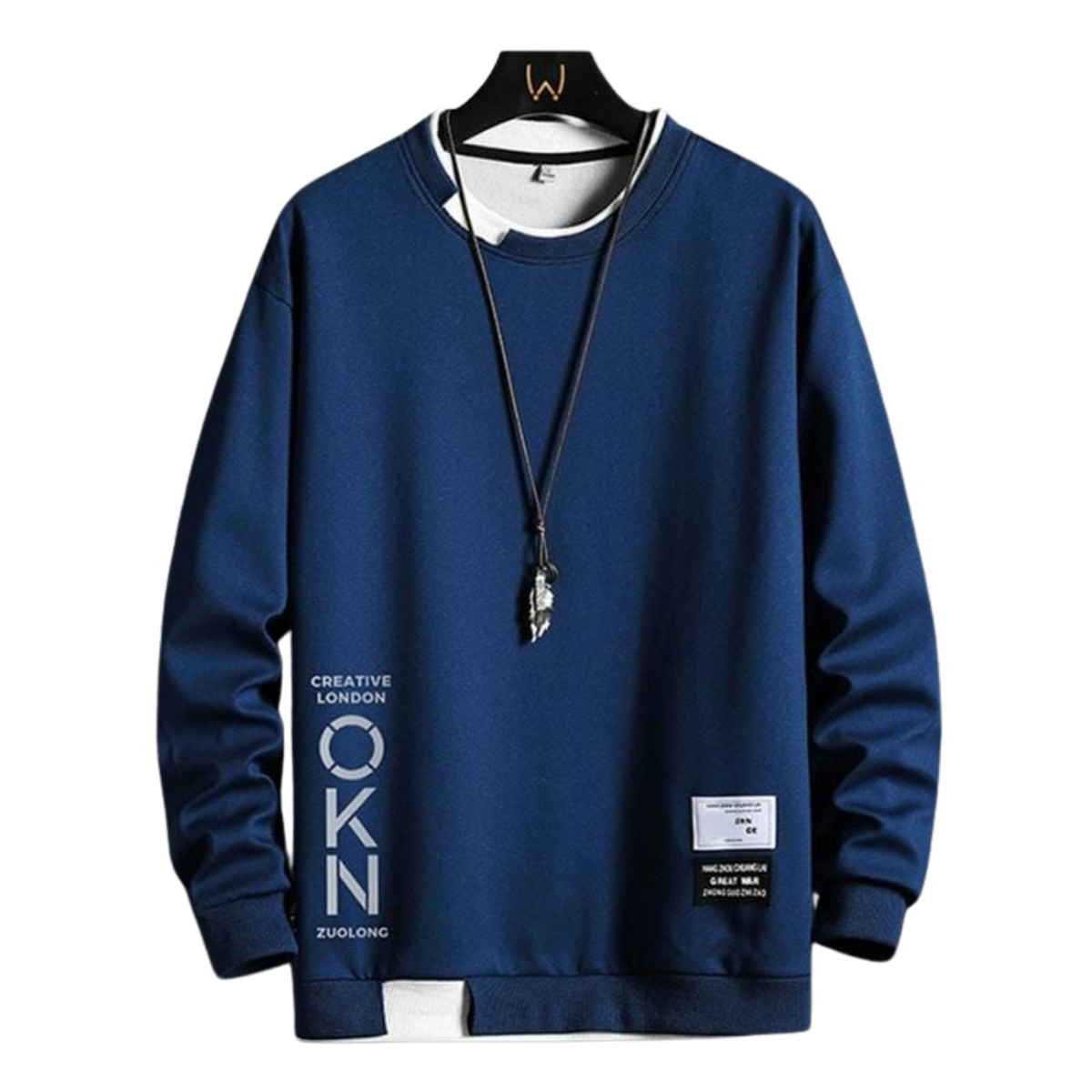 Moletom Masculino Creative London Romenzi RZ983 em detalhe, peça moderna em poliéster premium com isolamento térmico, elegante e confortável.