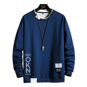 Moletom Masculino Creative London Romenzi RZ983 em detalhe, peça moderna em poliéster premium com isolamento térmico, elegante e confortável.
