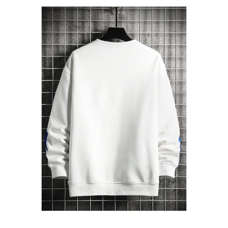 Moletom Masculino Listrado Básico Romenzi RZ986 em detalhe, peça listrada moderna com isolamento térmico, aconchego e estilo versátil para o inverno.