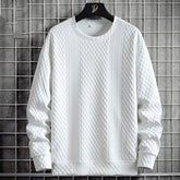 Moletom Masculino Texture Elegant Romenzi RZ975 em detalhe, peça versátil em tecido premium com isolamento térmico, elegante e confortável.