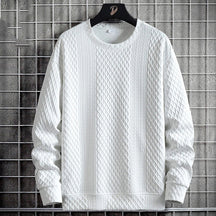 Moletom Masculino Texture Elegant Romenzi RZ975 em detalhe, peça versátil em tecido premium com isolamento térmico, elegante e confortável.