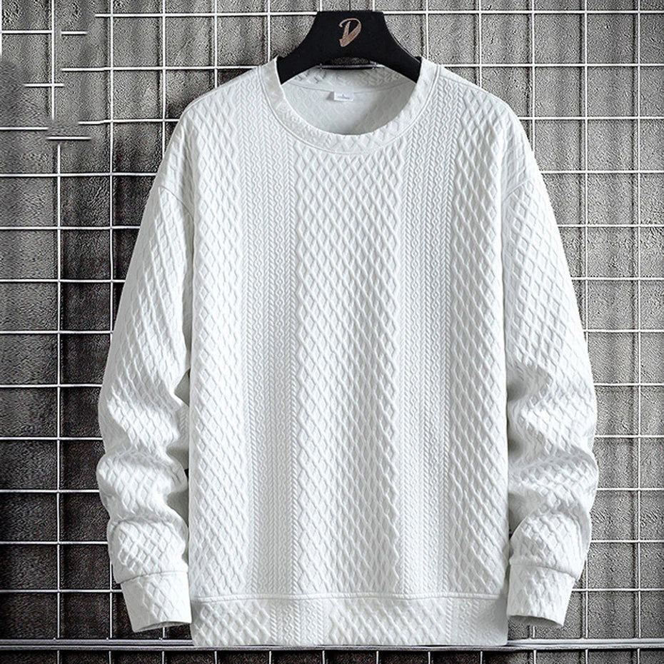 Moletom Masculino Texture Elegant Romenzi RZ975 em detalhe, peça versátil em tecido premium com isolamento térmico, elegante e confortável.