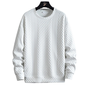 Moletom Masculino Texture Elegant Romenzi RZ975 em detalhe, peça versátil em tecido premium com isolamento térmico, elegante e confortável.
