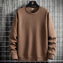 Moletom Masculino Texture Elegant Romenzi RZ975 em detalhe, peça versátil em tecido premium com isolamento térmico, elegante e confortável.