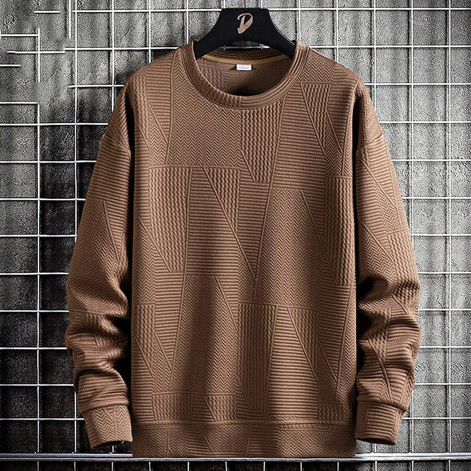 Moletom Masculino Texture Elegant Romenzi RZ975 em detalhe, peça versátil em tecido premium com isolamento térmico, elegante e confortável.