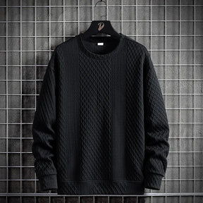 Moletom Masculino Texture Elegant Romenzi RZ975 em detalhe, peça versátil em tecido premium com isolamento térmico, elegante e confortável.
