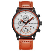 Relógio Masculino CURREN Elegance Romenzi RZ535 com pulseira em couro sintético durável, caixa em aço resistente e design sofisticado para todas ocasiões.