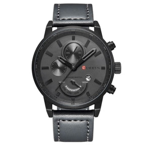 Relógio Masculino CURREN Elegance Romenzi RZ535 com pulseira em couro sintético durável, caixa em aço resistente e design sofisticado para todas ocasiões.