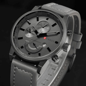 Relógio Masculino CURREN Elegance Romenzi RZ535 com pulseira em couro sintético durável, caixa em aço resistente e design sofisticado para todas ocasiões.