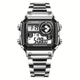 Relógio Masculino Digital Esportivo Lige Romenzi RZ536 com pulseira em aço inox, visor digital moderno, funções práticas e design elegante para todas ocasiões.