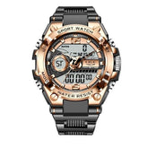 Relógio Masculino LIGE Sport Romenzi RZ529 com design esportivo moderno, pulseira em aço, cronógrafo funcional, iluminação noturna e resistência à água.
