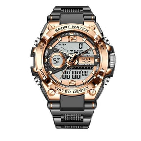 Relógio Masculino LIGE Sport Romenzi RZ529 com design esportivo moderno, pulseira em aço, cronógrafo funcional, iluminação noturna e resistência à água.