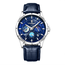 Relógio Masculino Romenzi Kosmos RZ715 com design inspirado nas estrelas, movimento de quartzo japonês e resistência à água, unindo sofisticação e precisão.