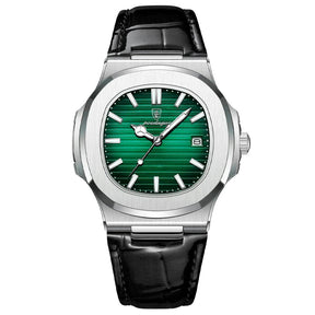 Relógio Masculino Romenzi Noir RZ718 com pulseira em couro genuíno, vidro de safira e design sofisticado que une estilo, durabilidade e precisão.