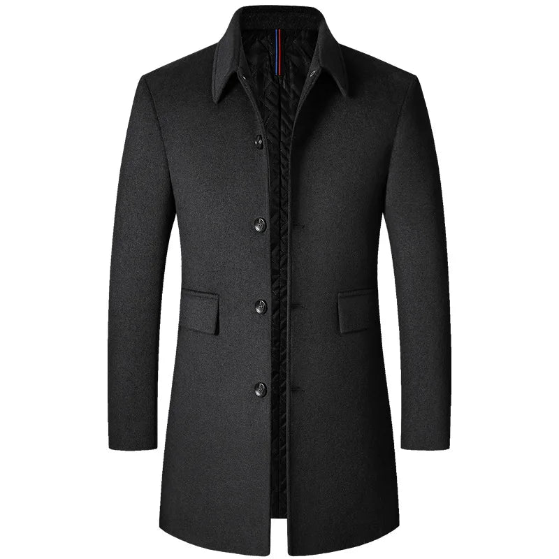 Sobretudo Masculino de Lã Grife Romenzi RZ093, com gola polo, corte perfeito e tecido premium, ideal para homens elegantes em diversas ocasiões.