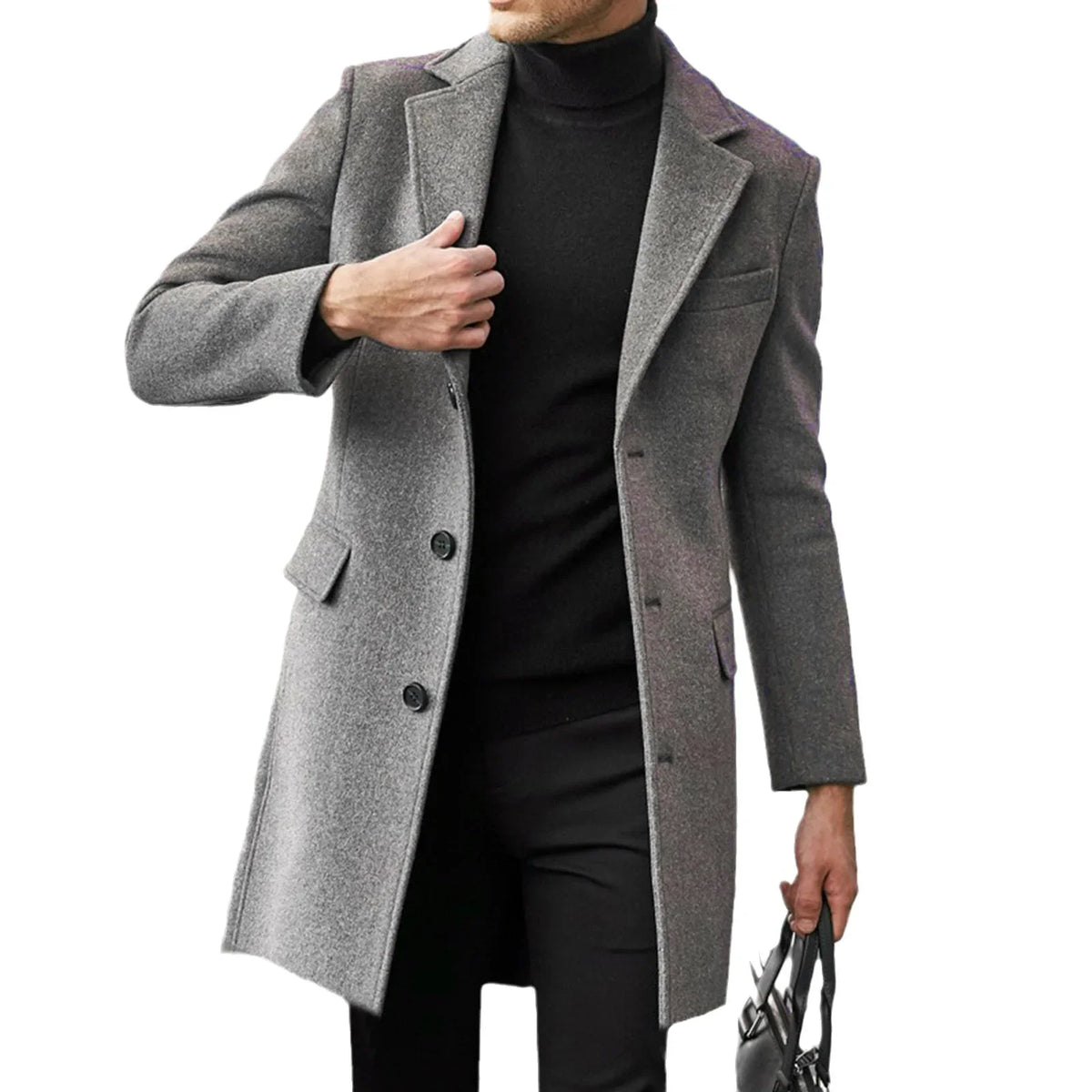 Sobretudo Masculino de Lã Romenzi RZ092 em tecido premium, com design refinado, confortável e ideal para estações frias.