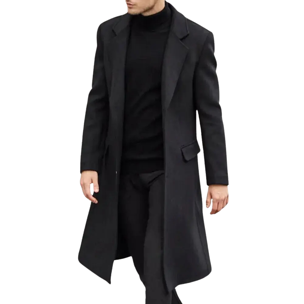 Sobretudo Masculino Longo Romenzi RZ091 com design sofisticado e tecido premium, ideal para visuais refinados em estações frias.