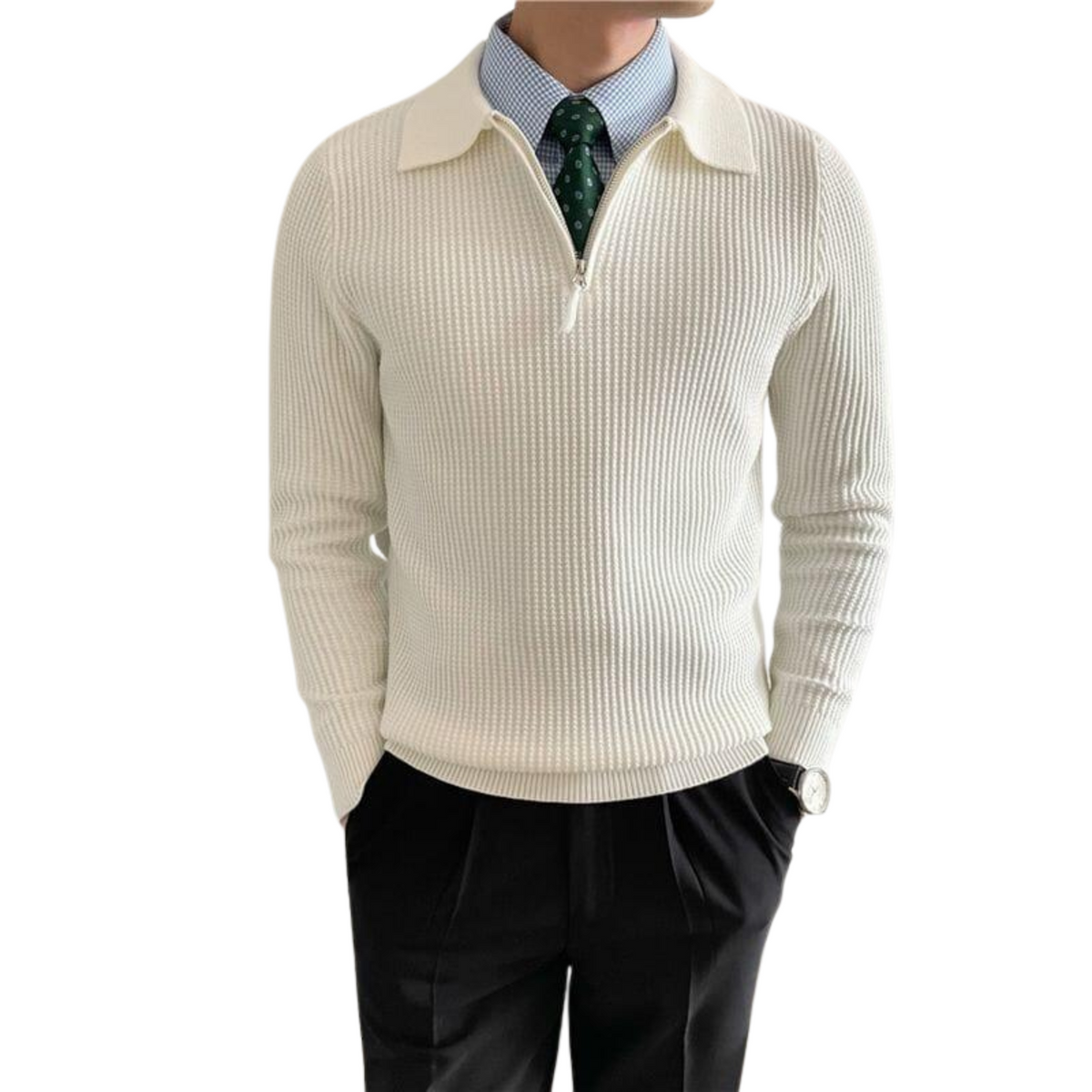 Suéter Masculino Elegante Romenzi RZ756 em detalhe, peça refinada que oferece conforto, durabilidade e estilo sofisticado para diferentes combinações.