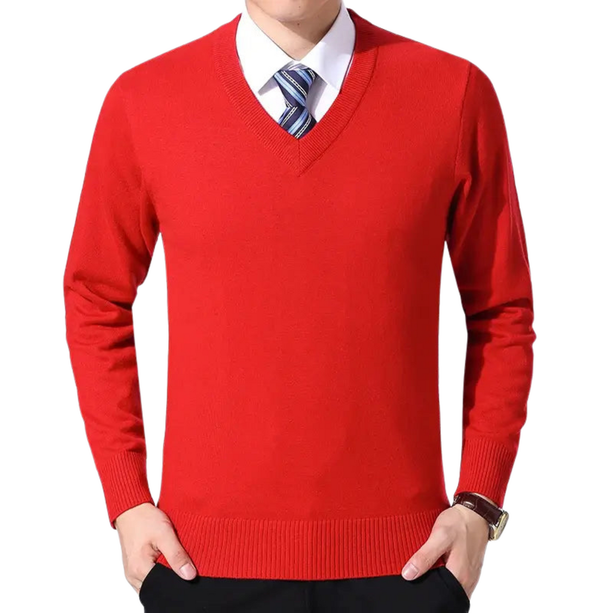 Suéter Masculino Executivo Romenzi RZ759 em detalhe, peça sofisticada com caimento moderno, ideal para ocasiões formais, sociais e uso diário.
