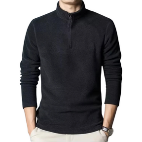 Suéter Masculino Romenzi RZ048 em algodão e poliéster, com gola alta e zíper, perfeito para conforto e estilo nos dias gelados.