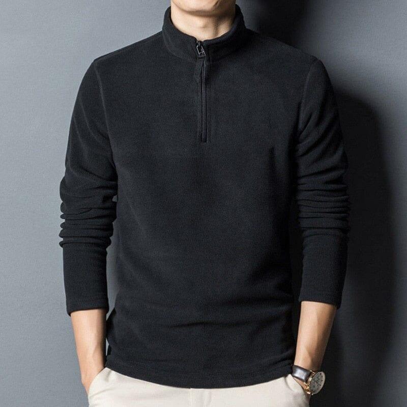 Suéter Masculino Gola Alta com Zíper Romenzi RZ760 em detalhe, peça sofisticada que oferece aquecimento, conforto e estilo moderno em dias frios.