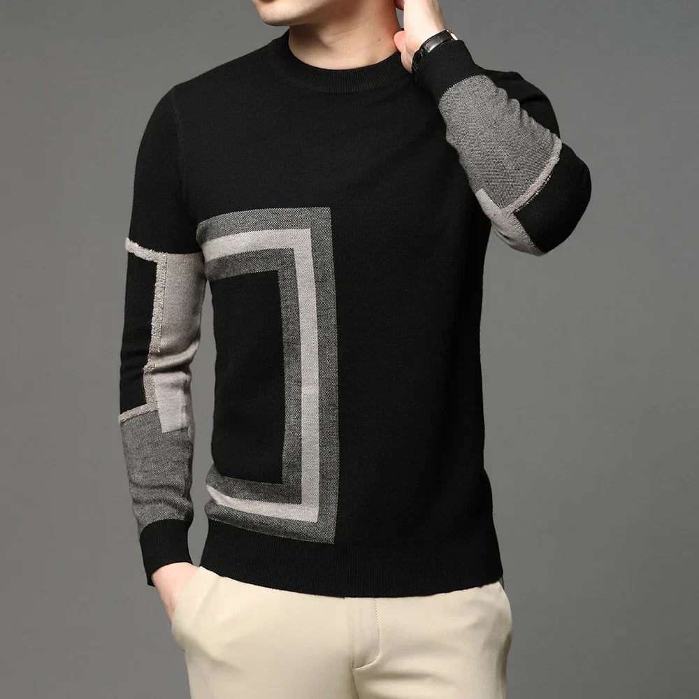 Suéter Masculino Pulôver Atlas Romenzi RZ762 em detalhe, peça moderna e sofisticada com caimento impecável, ideal para looks casuais e profissionais.