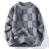 Suéter Masculino Xadrez Romenzi RZ043, design clássico e sofisticado, confeccionado em algodão de alta qualidade. Ideal para o inverno.